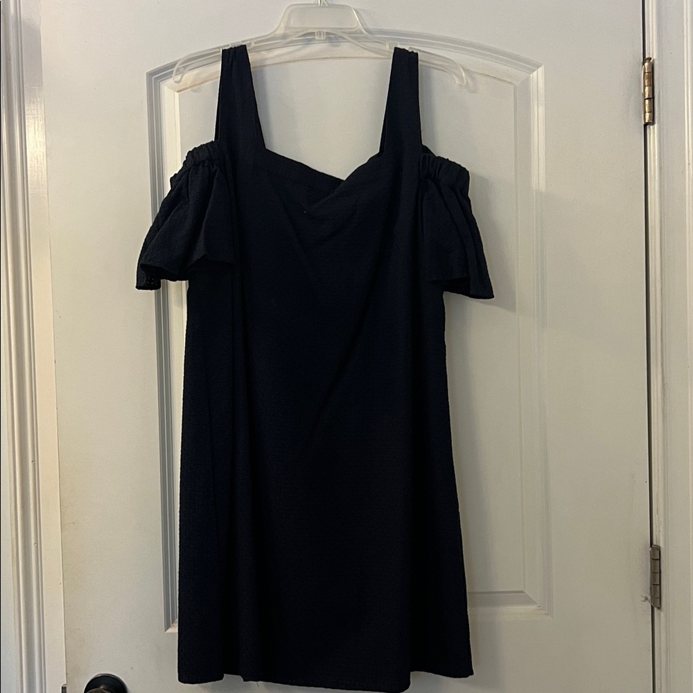 J. Crew Navy straps with open shoulder flutter sleeve dress